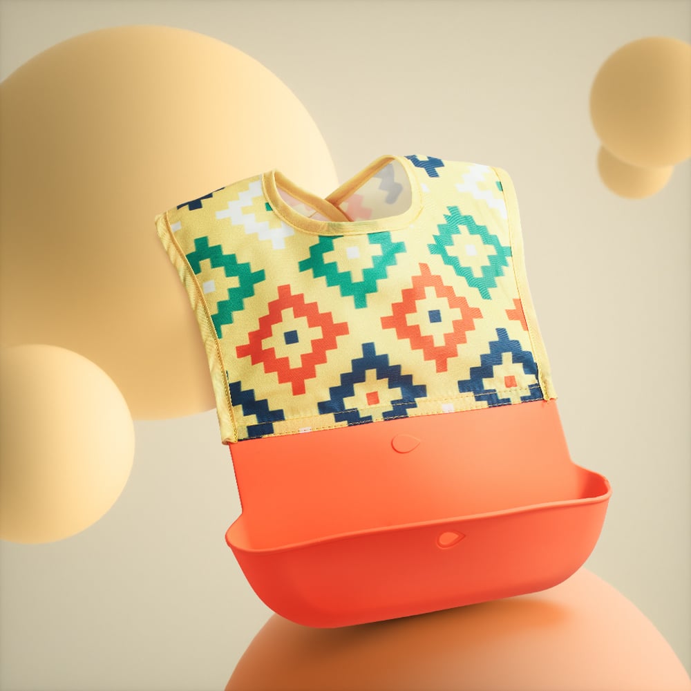 Silicone Baby Bib with Waterproof Rice Pocket
