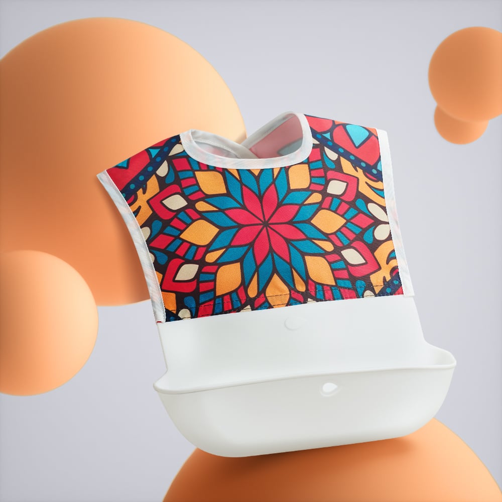 Silicone Baby Bib with Waterproof Rice Pocket