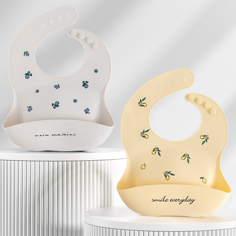 Baby Waterproof Silicone Bib with Rice Pocket