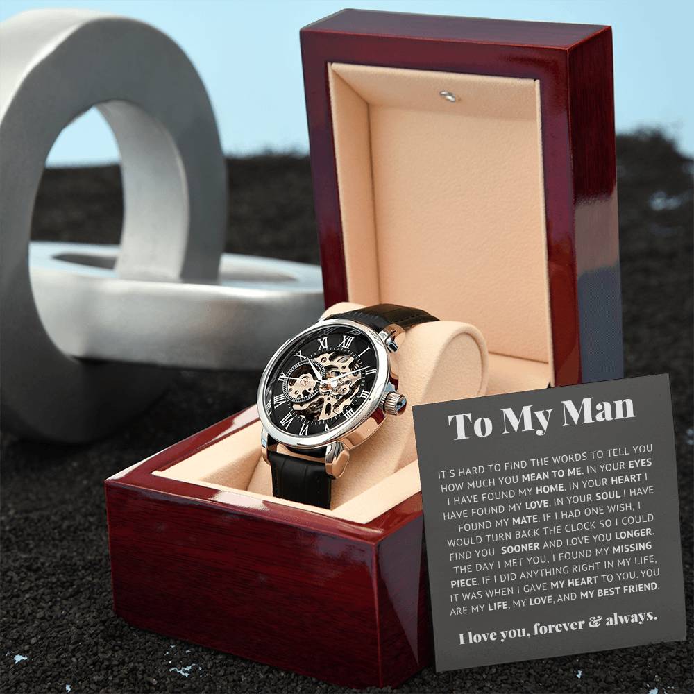 To My Man Life, Love, Best Friend – Luxury Openwork Watch