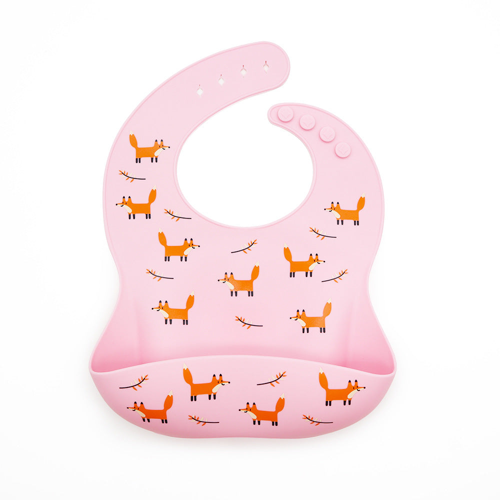 Baby Waterproof Silicone Bib with Rice Pocket