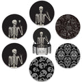 Drink Coasters Set of 6 with HolderHuman Skeleton Posing Skull Head Absorbent Ceramic Coasters with Cork BaseFit All CupsTabletop Protection Mat for Mugs and CupsOfficeKitchen