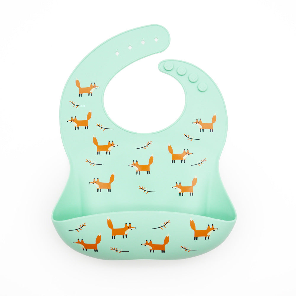 Baby Waterproof Silicone Bib with Rice Pocket